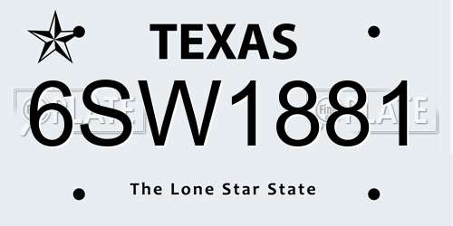 6SW1881 Texas License Plate