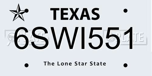 6SWI551 Texas License Plate