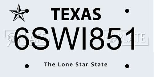 6SWI851 Texas License Plate