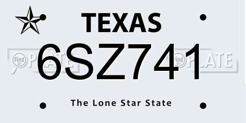 6SZ741 Texas License Plate