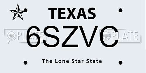 6SZVC Texas License Plate