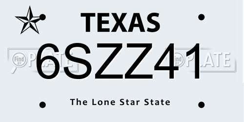 6SZZ41 Texas License Plate
