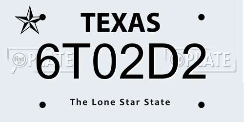 6T02D2 Texas License Plate