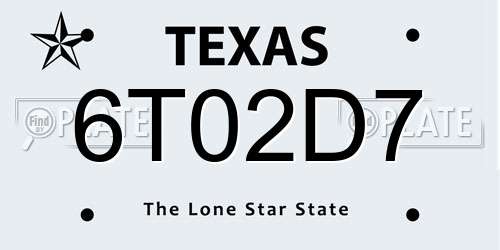 6T02D7 Texas License Plate