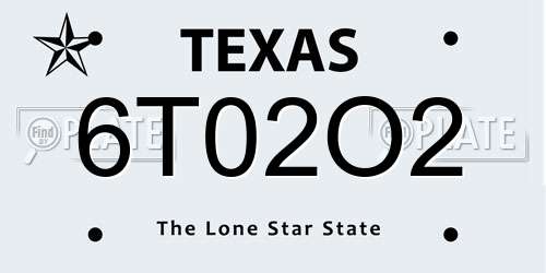 6T02O2 Texas License Plate