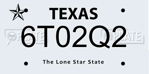 6T02Q2 Texas License Plate