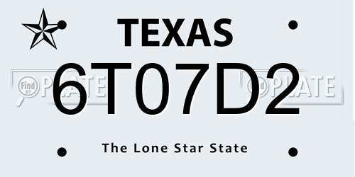 6T07D2 Texas License Plate