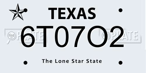 6T07O2 Texas License Plate