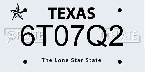6T07Q2 Texas License Plate