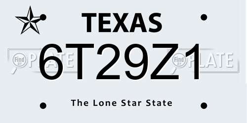 6T29Z1 Texas License Plate