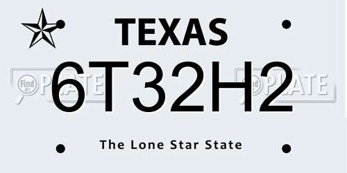 6T32H2 Texas License Plate
