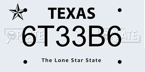 6T33B6 Texas License Plate