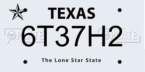 6T37H2 Texas License Plate