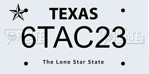 6TAC23 Texas License Plate