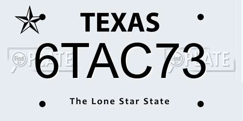 6TAC73 Texas License Plate