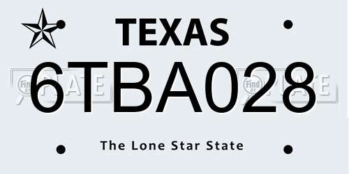 6TBA028 Texas License Plate