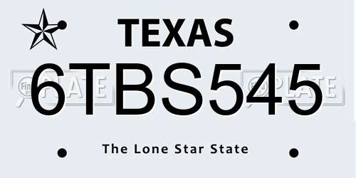 6TBS545 Texas License Plate