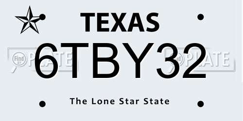 6TBY32 Texas License Plate