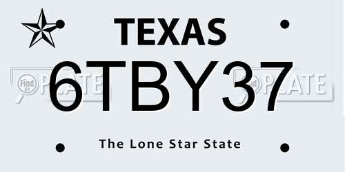 6TBY37 Texas License Plate