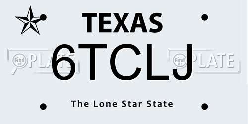 6TCLJ Texas License Plate