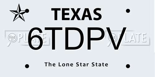 6TDPV Texas License Plate