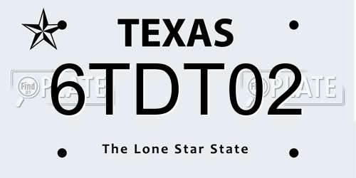 6TDT02 Texas License Plate