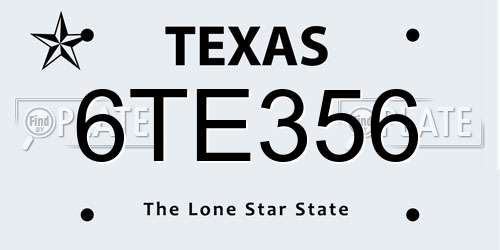 6TE356 Texas License Plate