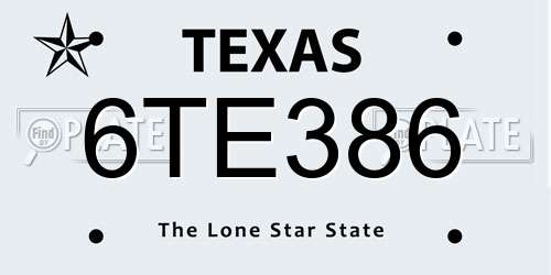 6TE386 Texas License Plate