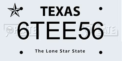 6TEE56 Texas License Plate