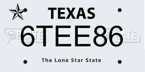 6TEE86 Texas License Plate