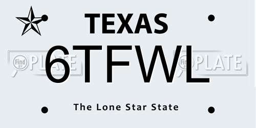 6TFWL Texas License Plate