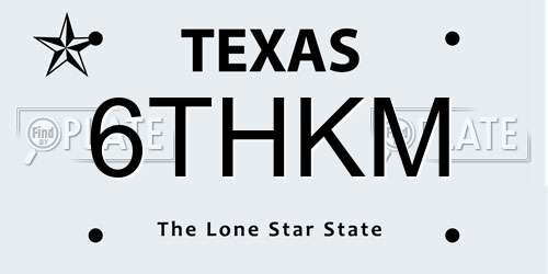 6THKM Texas License Plate