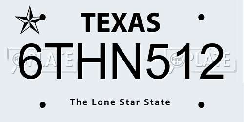 6THN512 Texas License Plate