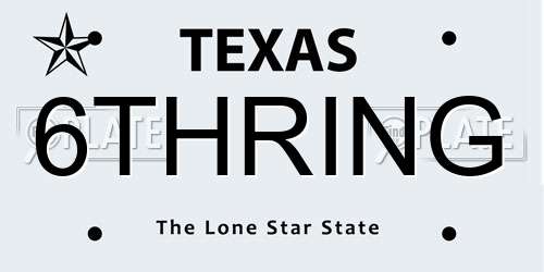 6THRING Texas License Plate
