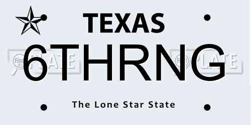 6THRNG Texas License Plate