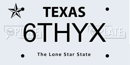 6THYX Texas License Plate