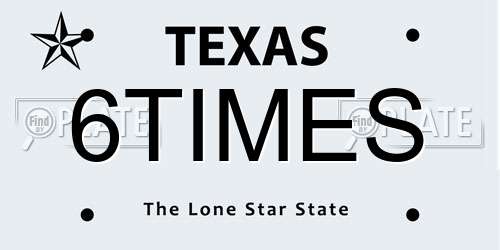 6TIMES Texas License Plate