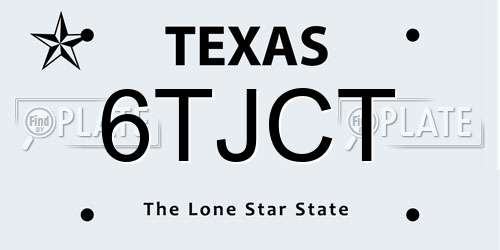 6TJCT Texas License Plate
