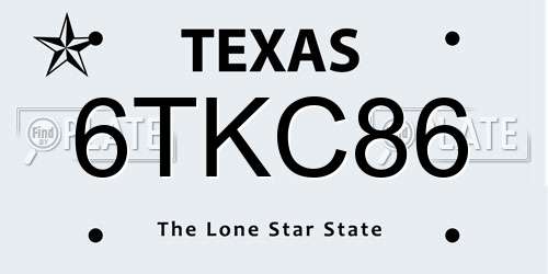 6TKC86 Texas License Plate