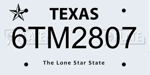 6TM2807 Texas License Plate