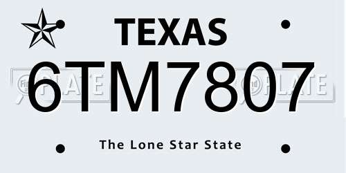 6TM7807 Texas License Plate