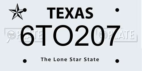 6TO207 Texas License Plate