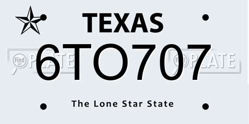 6TO707 Texas License Plate