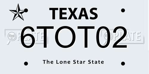 6TOT02 Texas License Plate