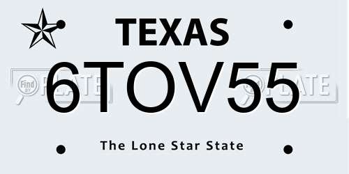 6TOV55 Texas License Plate
