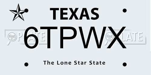 6TPWX Texas License Plate
