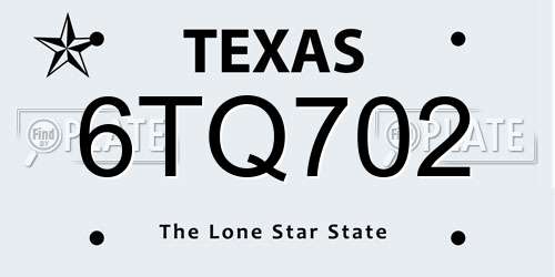 6TQ702 Texas License Plate