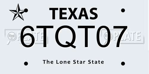 6TQT07 Texas License Plate