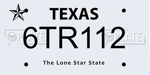6TR112 Texas License Plate