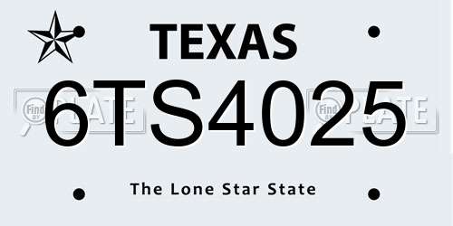 6TS4025 Texas License Plate